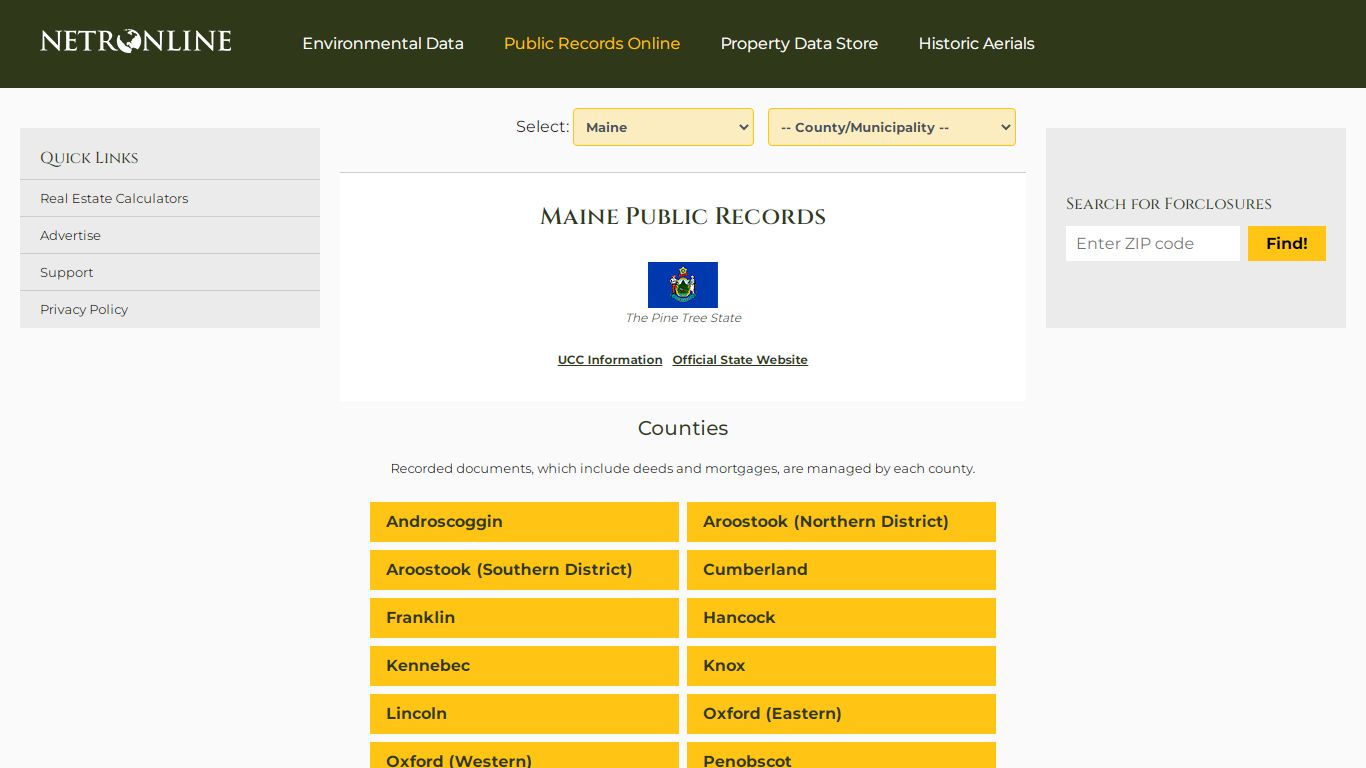 Maine Public Records Online Directory - NETROnline.com